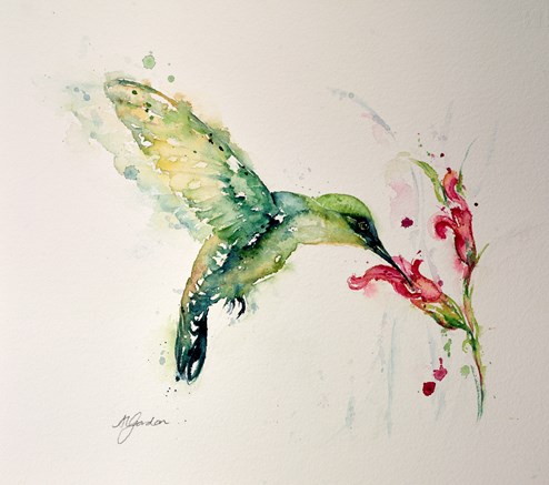 Emerald Hummingbird by Amanda Gordon - Original on Paper